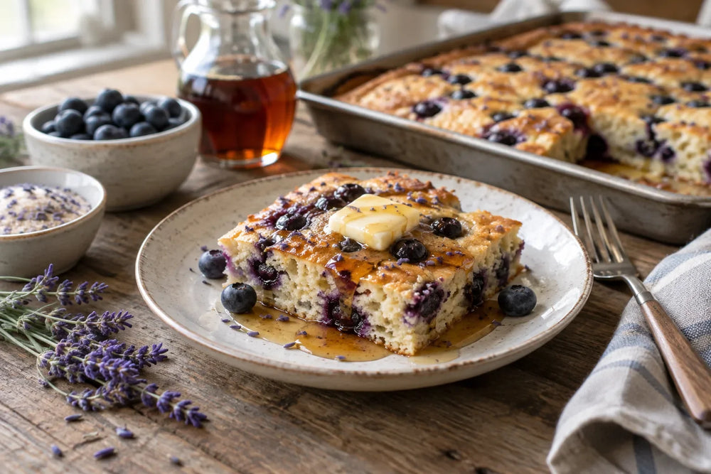 Sheet Pan Blueberry Lavender Pancakes
