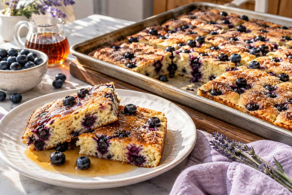 Sheet Pan Blueberry Lavender Pancakes