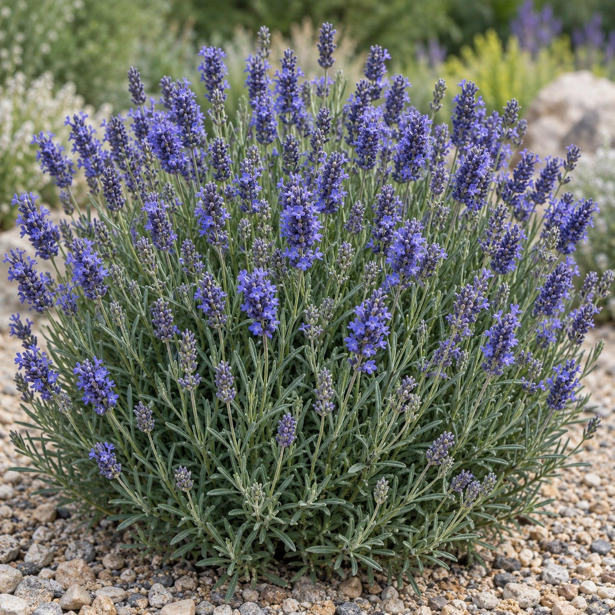 AI-generated illustration of mature KERBEEPOWER Lavender in bloom; not the size supplied.