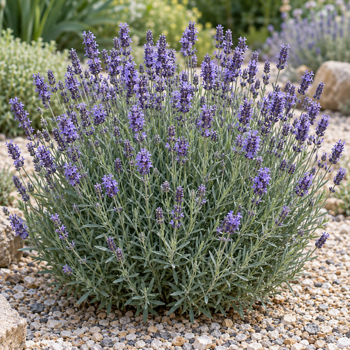 AI-generated illustration of mature Brabant Blue Lavender in bloom; not the size supplied.