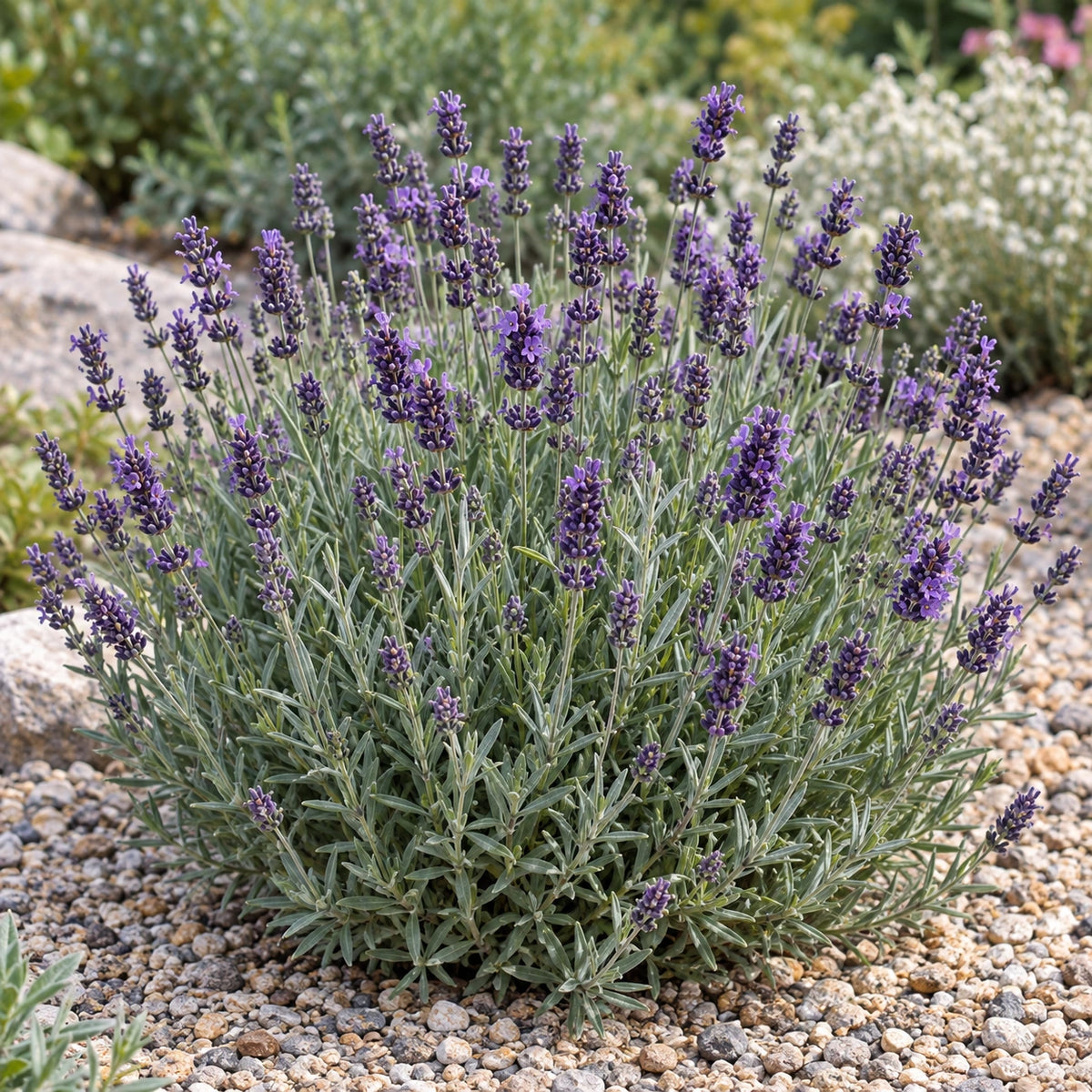 AI-generated illustration of mature Backhouse Nana Lavender in bloom; not the size supplied.