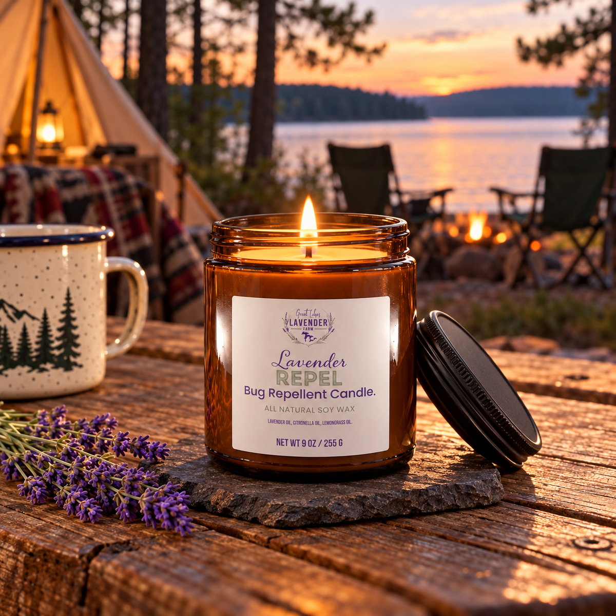 Lavender Repel Ceramic Candle