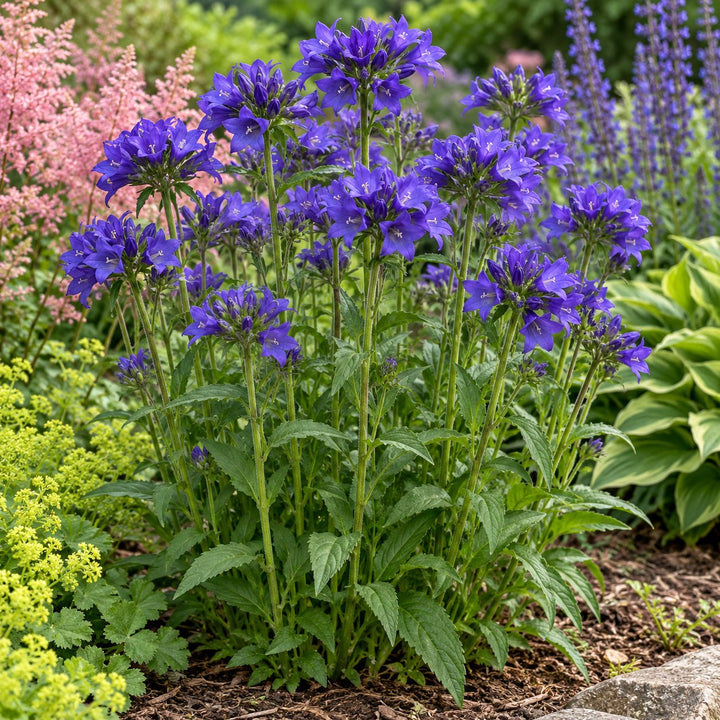 Bells and Whistles clustered bellflower with violet-blue flower clusters on upright stems