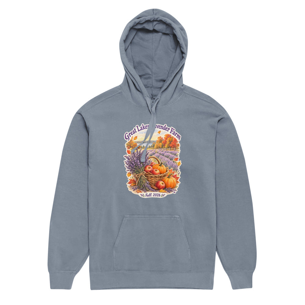 Apples, Pumpkins & Lavender Hoodie in Blue Jean