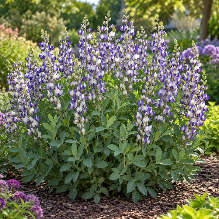 Musical Duet false indigo (Baptisia) with purple and white bicolor flower spikes