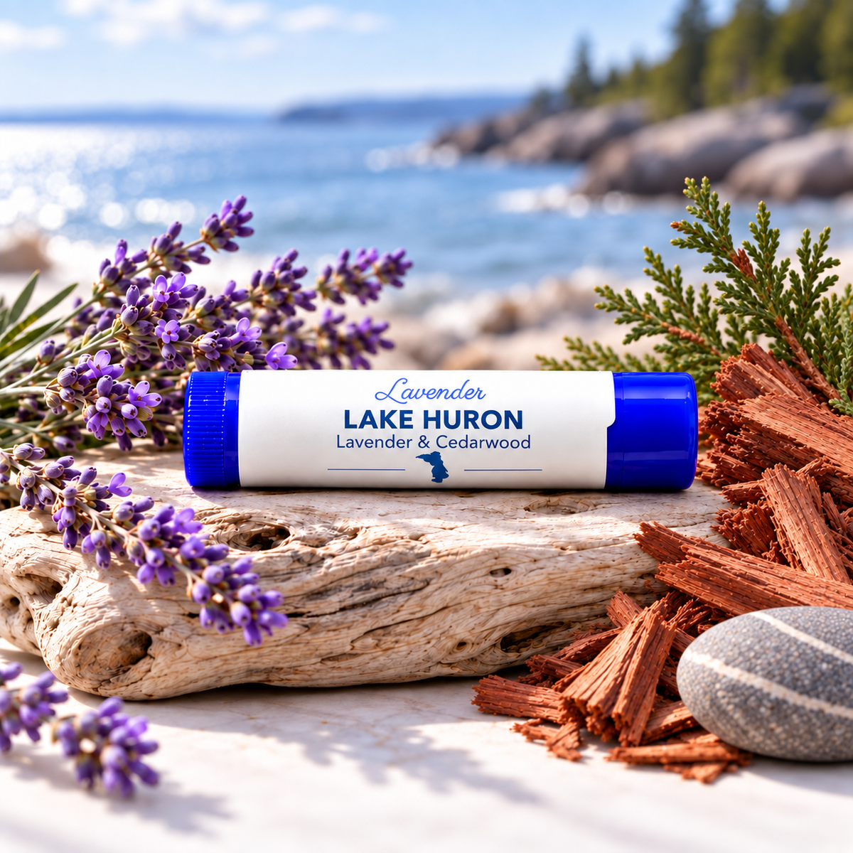 Lake Huron Lip Balm: Woodsy Cedarwood for Hunting Season and Ice