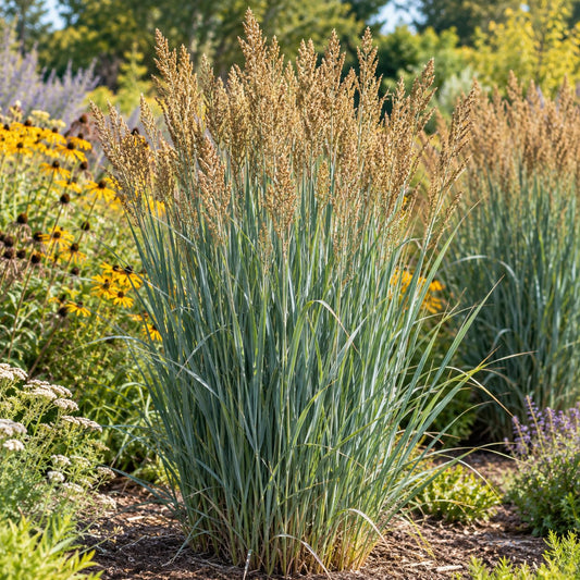 Blue Spear Switch Grass: A Blue-Green Column Behind Lavender