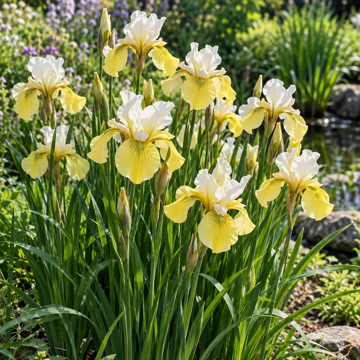 Butter and Sugar Siberian Iris: Cream and Yellow Before Lavender