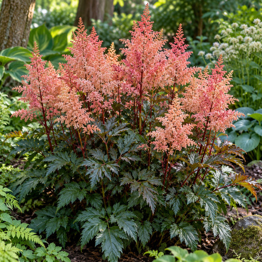 Delft Lace Astilbe: Apricot Plumes Over Blue-Green Lace