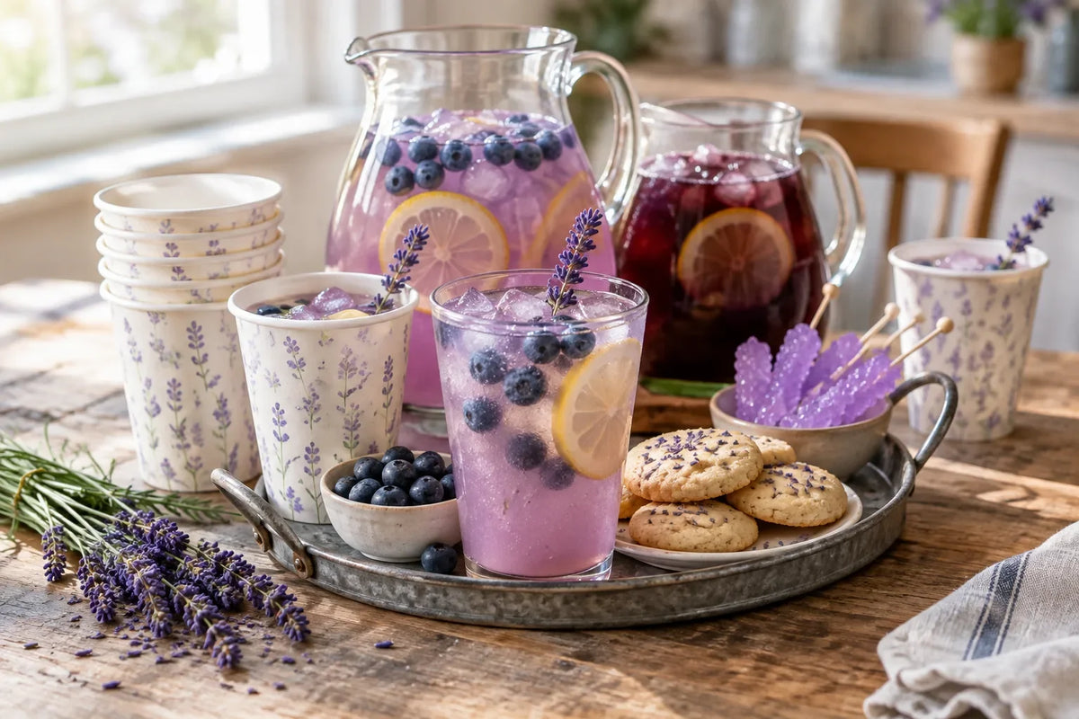 Backyard Lemonade Stand Kit with Blueberry Lavender Lemonade: the finished dish (AI-generated food photo)
