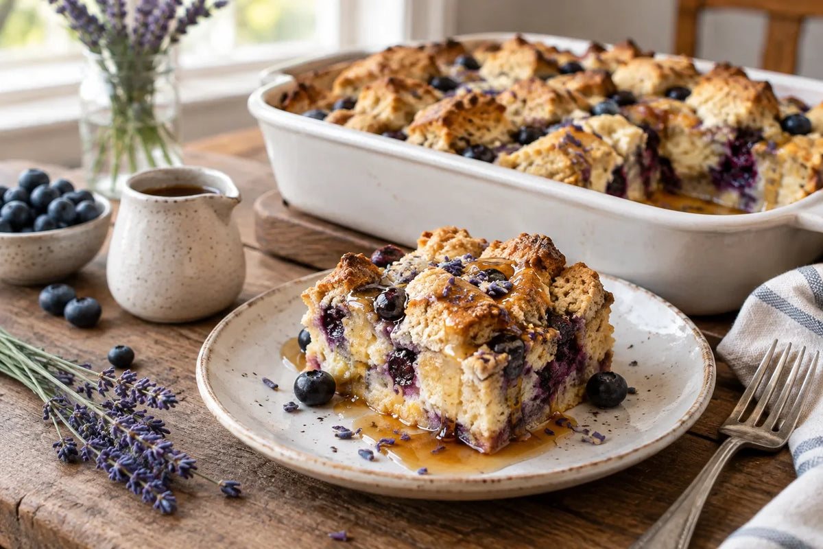 Blueberry Scone Overnight Breakfast Bake: the finished dish (AI-generated food photo)