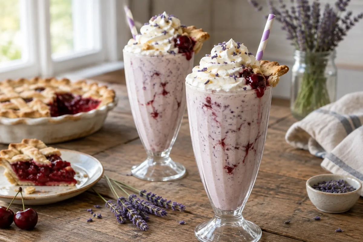 Cherry Pie Lavender Milkshakes: the finished dish (AI-generated food photo)