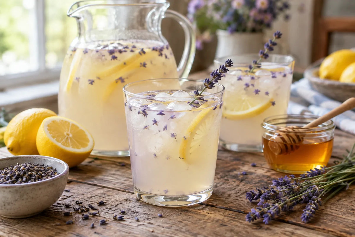 From-Scratch Lavender Honey Lemonade: the finished dish (AI-generated food photo)