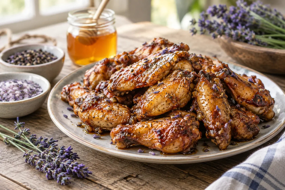 Honey Garlic Lavender Game Day Wings: the finished dish (AI-generated food photo)