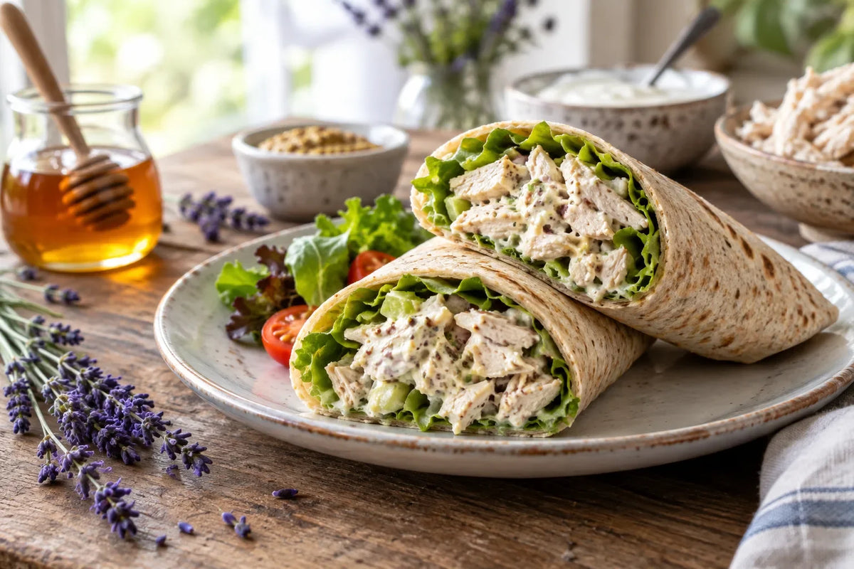 Honey Lavender Mustard Chicken Salad Wraps: the finished dish (AI-generated food photo)