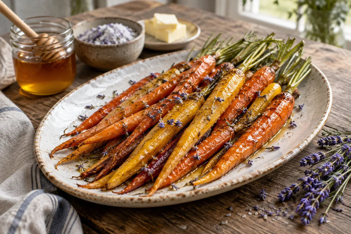 Honey Lavender Roasted Carrots: the finished dish (AI-generated food photo)