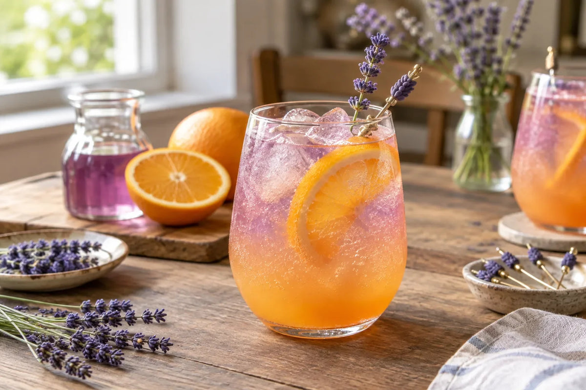 Lake Sunset Lavender Orange Spritz: the finished dish (AI-generated food photo)