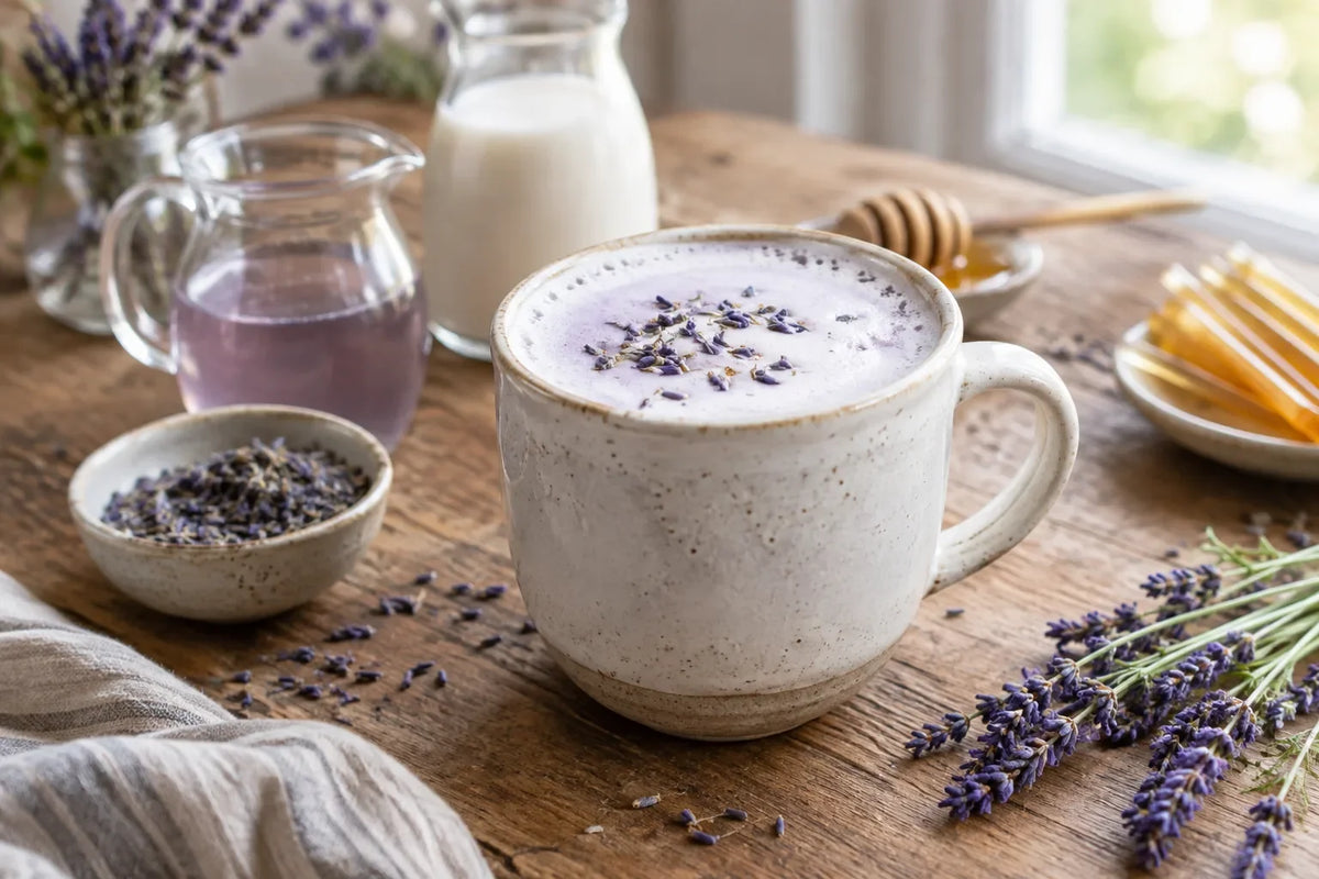 Lavender Fog Tea Latte: the finished dish (AI-generated food photo)