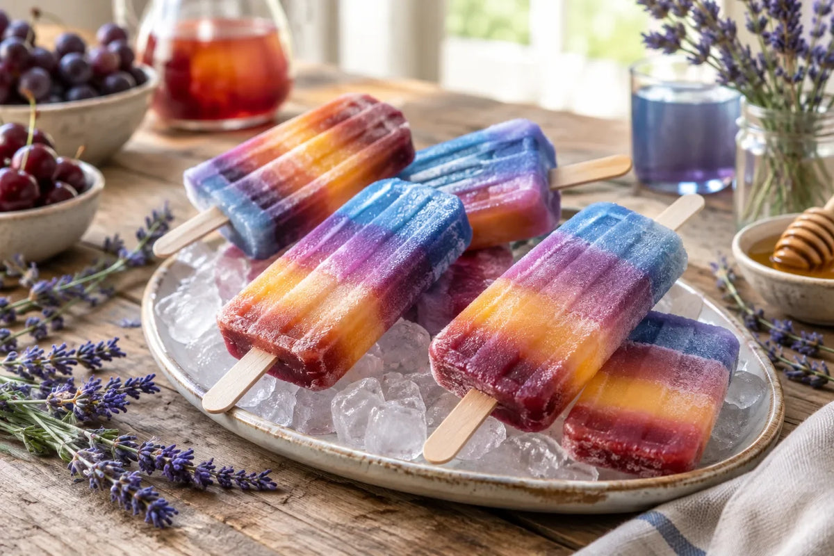 Lavender Rainbow Ice Pops: the finished dish (AI-generated food photo)