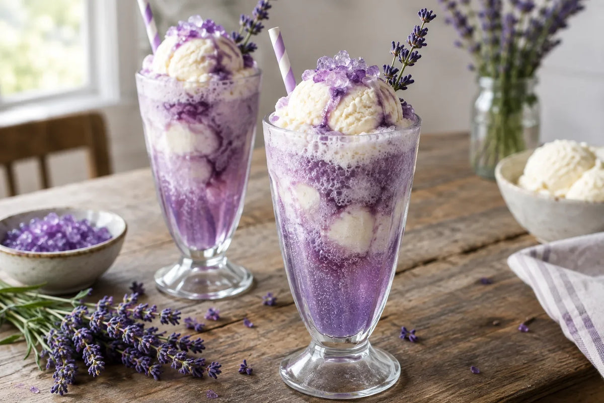 Purple Cow Lavender Grape Floats: the finished dish (AI-generated food photo)