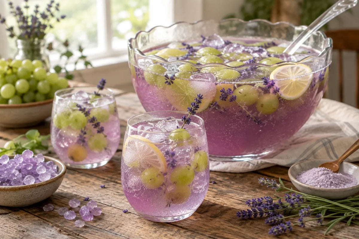 Witches' Brew Grape Lavender Punch: the finished dish (AI-generated food photo)
