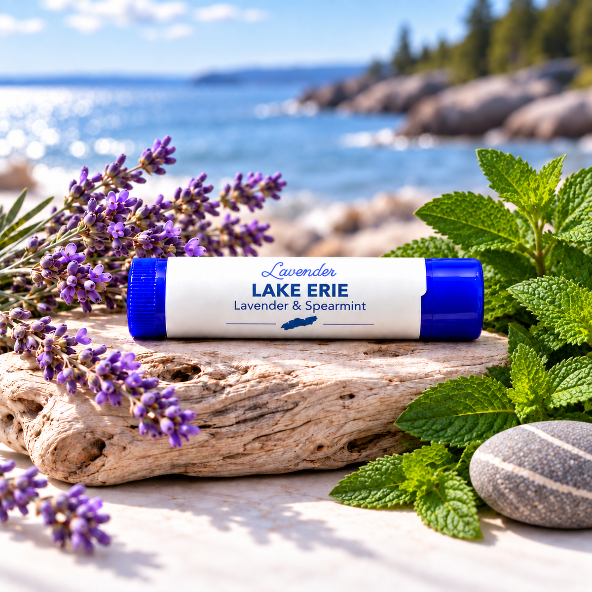 Lavender Great Lakes Lip Balms - 5 Pack - Lake Erie, Lake Huron, Lake Michigan, Lake Ontario, Lake Superior - Great Lakes Lavender Farm
