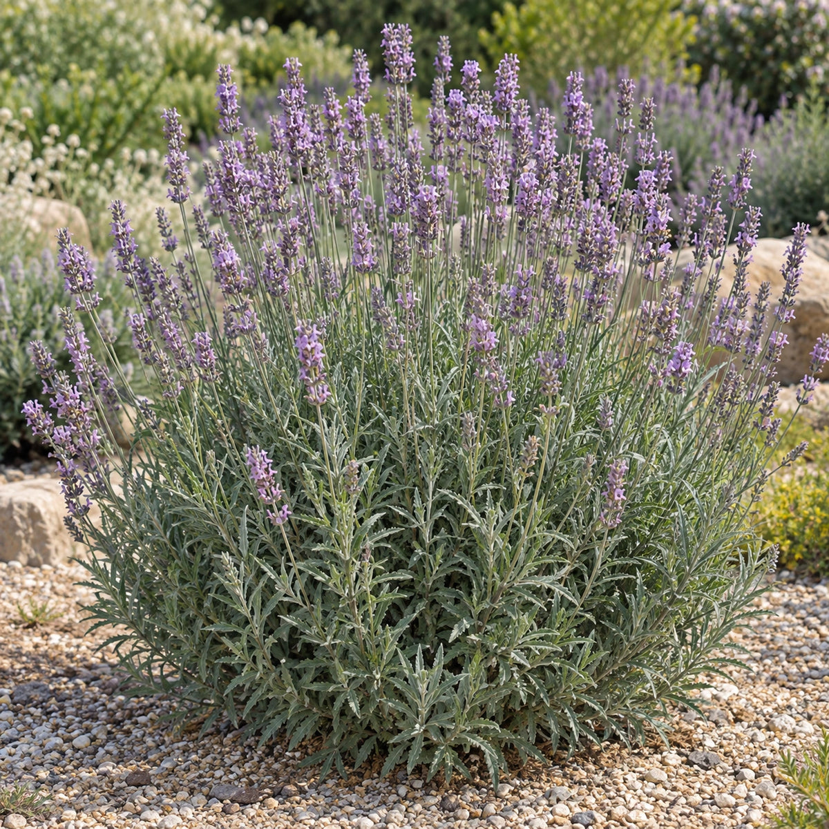 AI-generated illustration of mature Riverina James Lavender in bloom; not the size supplied.