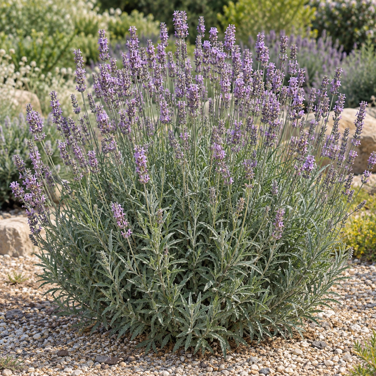 AI-generated illustration of mature Riverina James Lavender in bloom; not the size supplied.