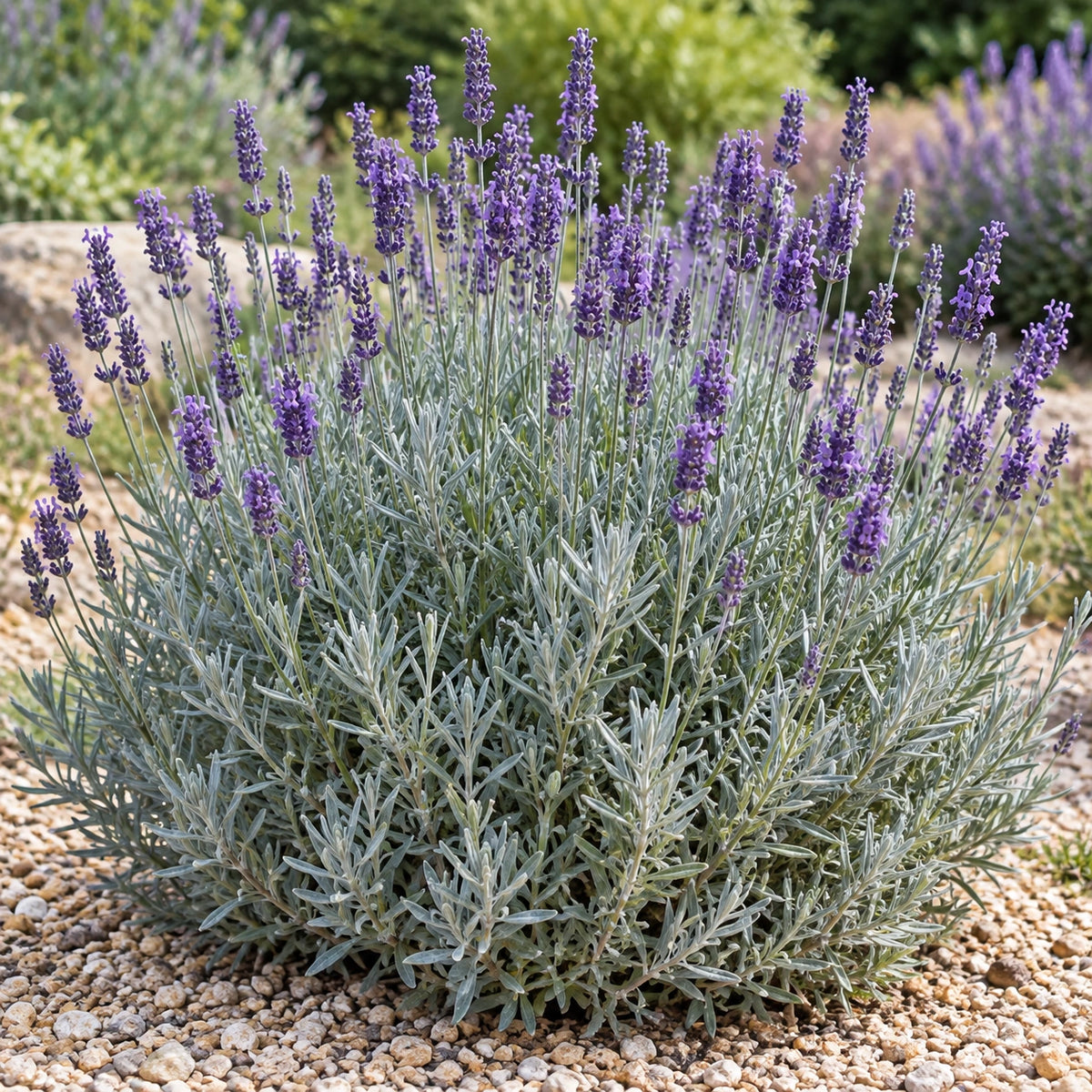 AI-generated illustration of mature Sawyers Lavender in bloom; not the size supplied.