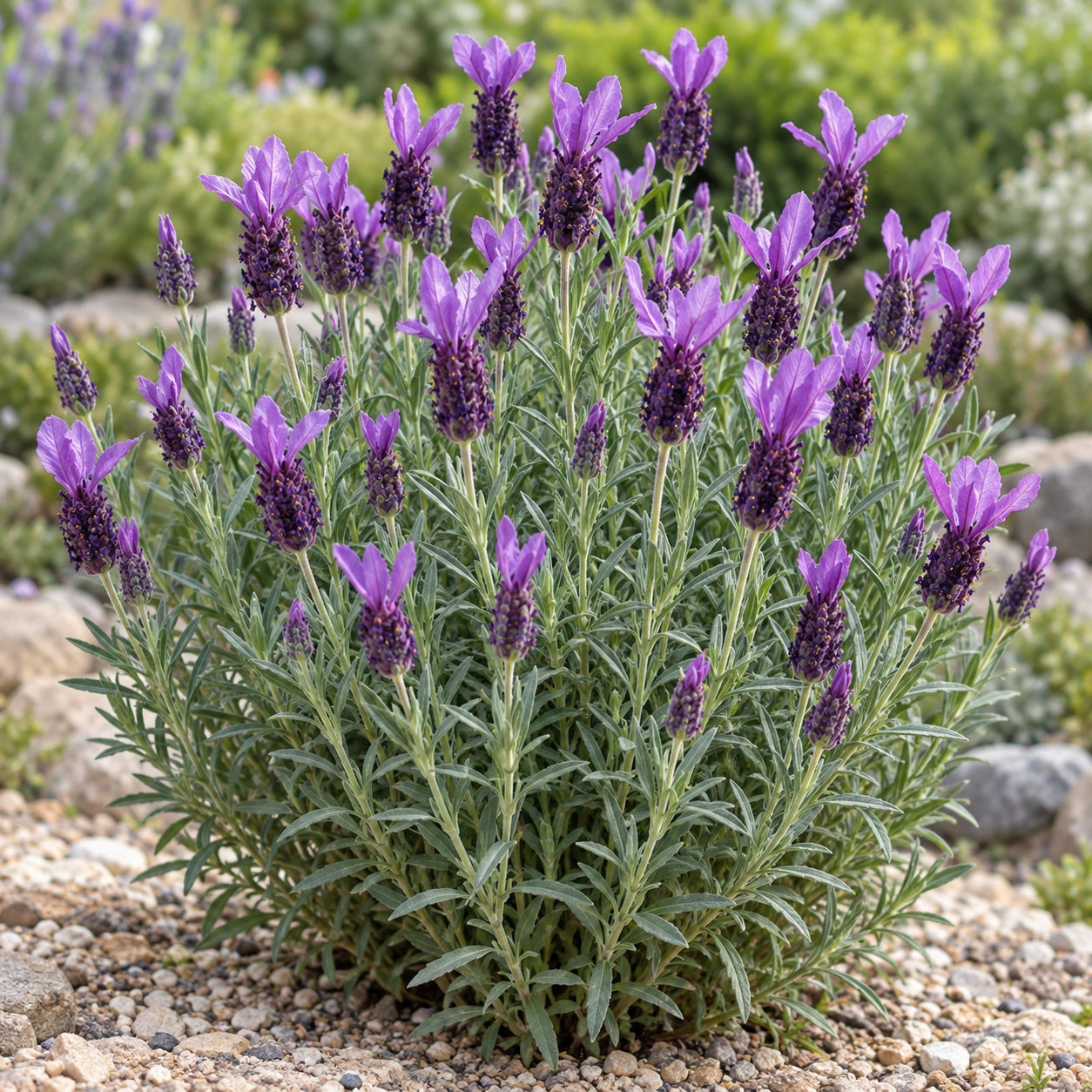 AI-generated illustration of mature Javelin Fortissimo Purple Lavender in bloom; not the size supplied.
