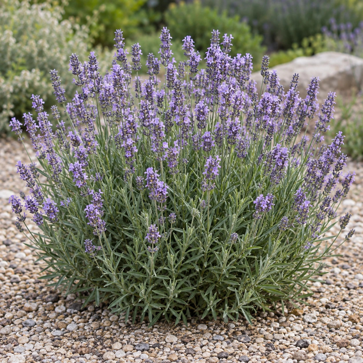AI-generated illustration of mature Bklvdvlb Lavender in bloom; not the size supplied.