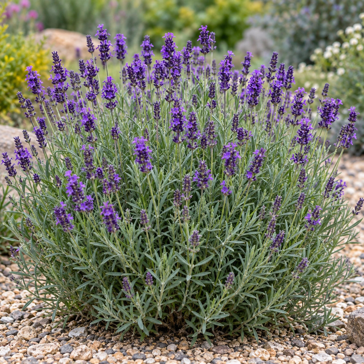 AI-generated illustration of mature Peter Pan Lavender in bloom; not the size supplied.