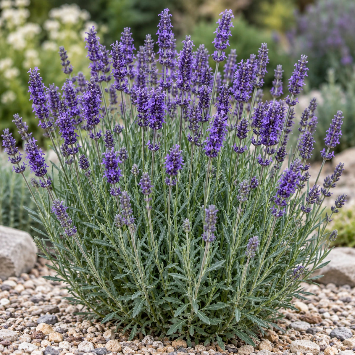 AI-generated illustration of mature La Diva Vintage Violet Lavender in bloom; not the size supplied.