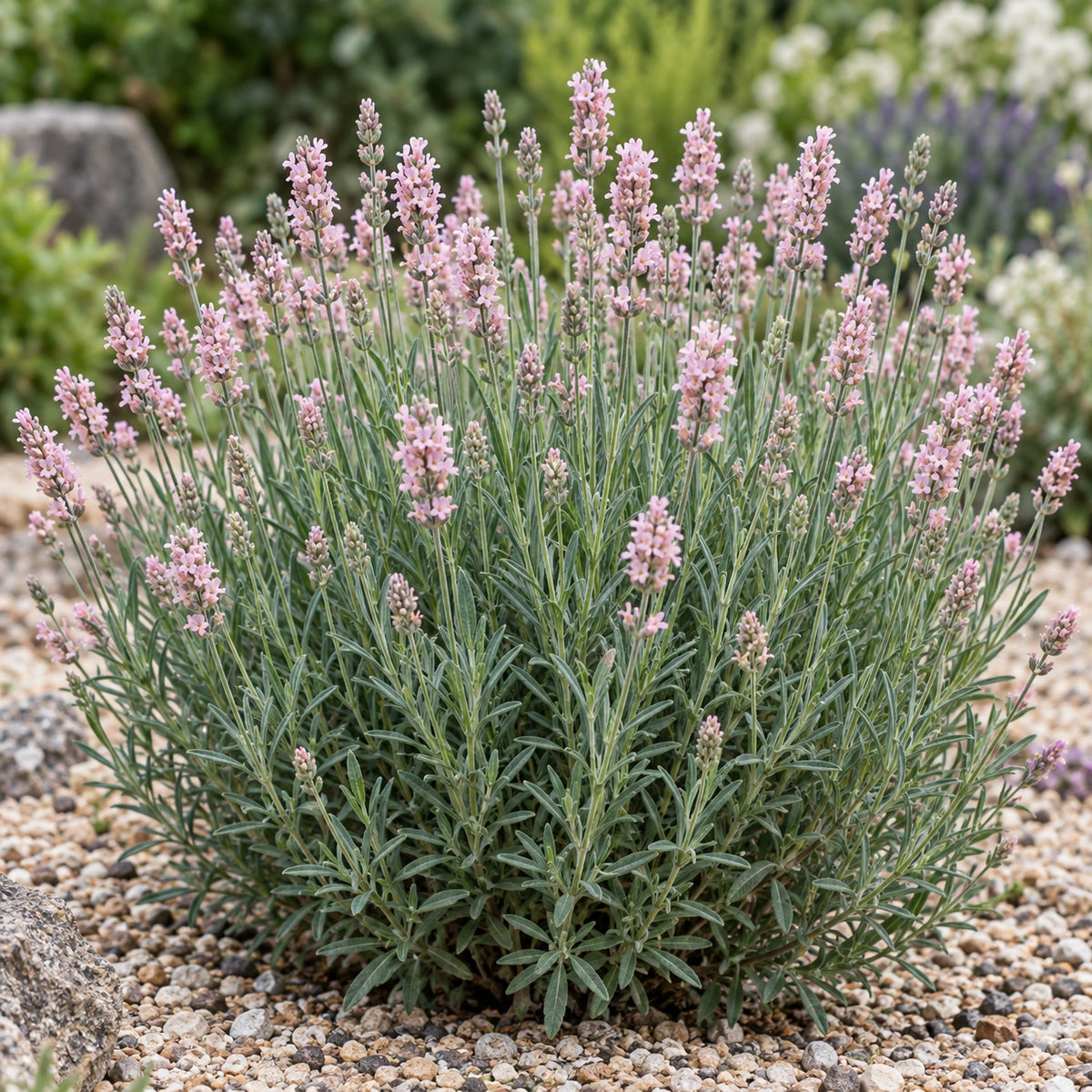 AI-generated illustration of mature Ellagance Pink Lavender in bloom; not the size supplied.