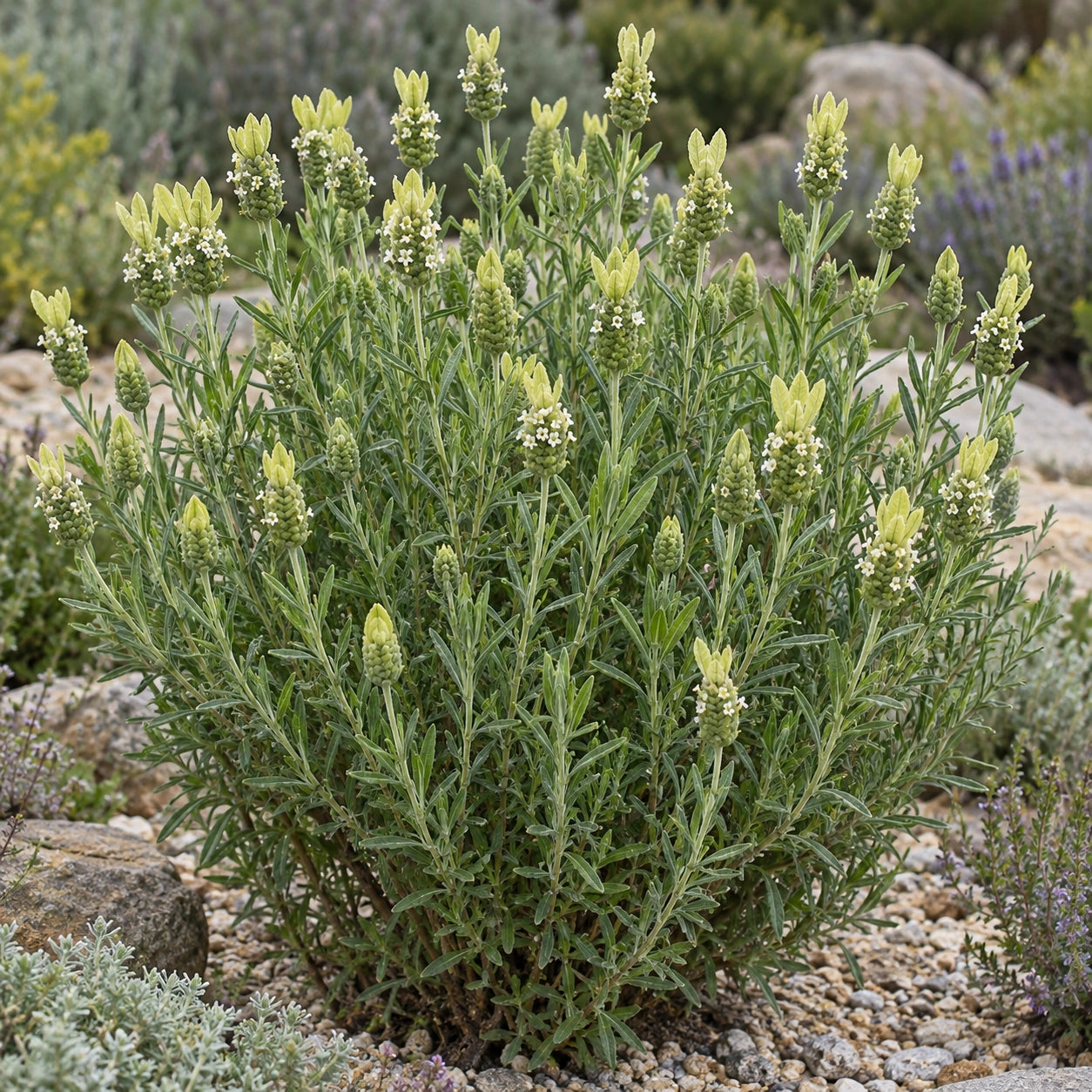 AI-generated illustration of mature Yellow Lavender in bloom; not the size supplied.