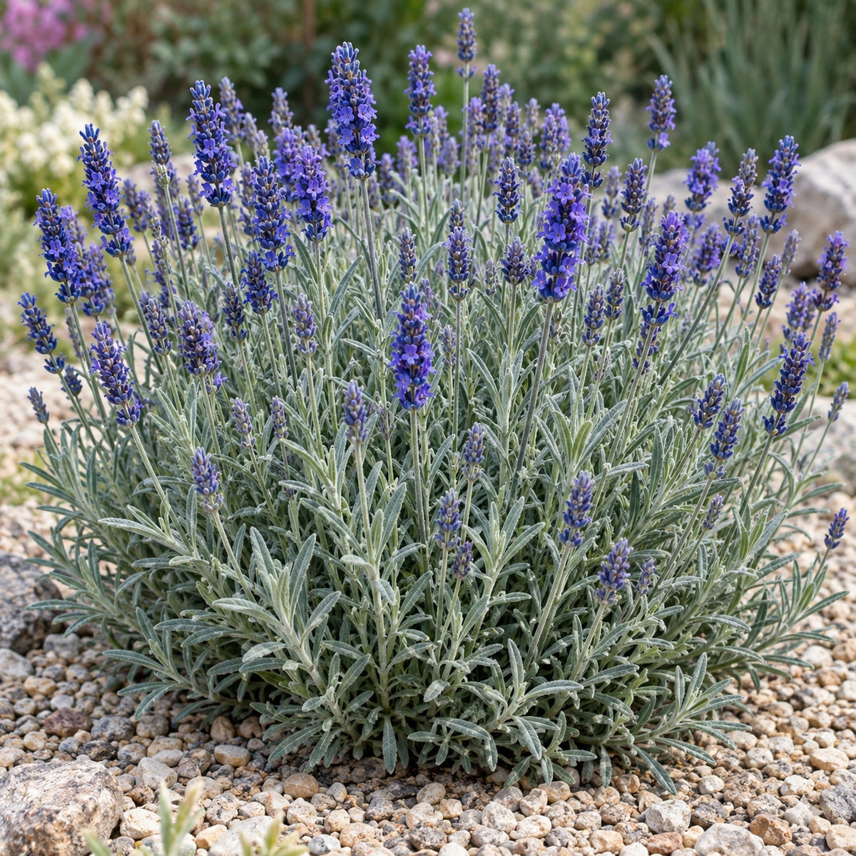 AI-generated illustration of mature Silver Royalty Lavender in bloom; not the size supplied.