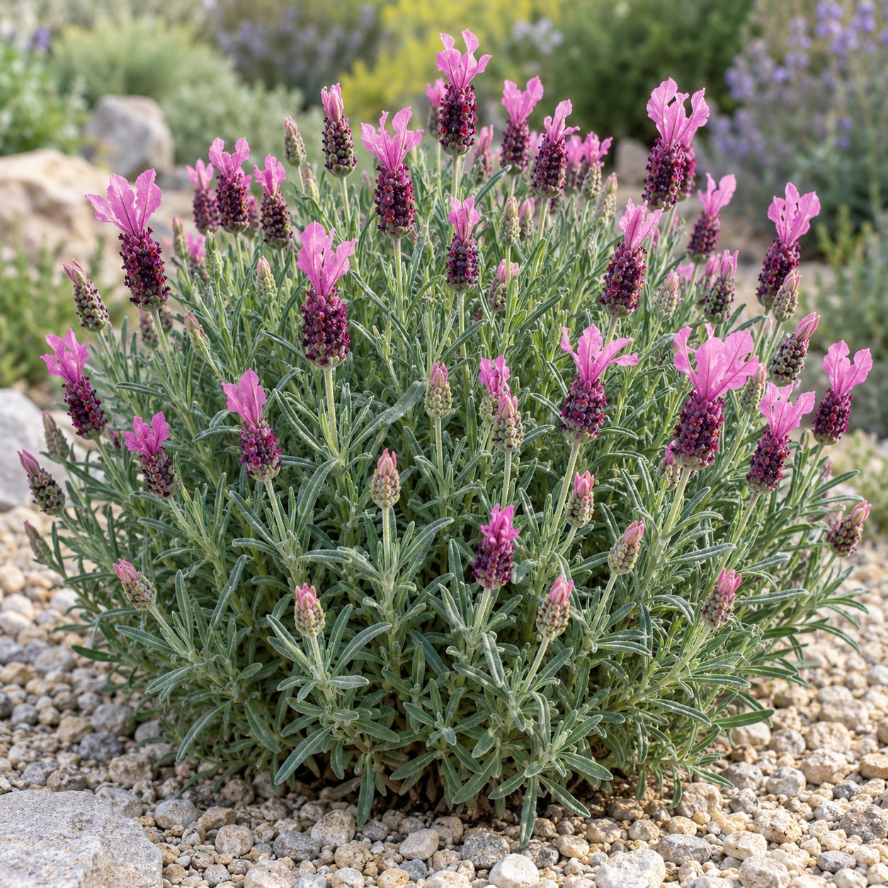 AI-generated illustration of mature Pink Summer Lavender in bloom; not the size supplied.