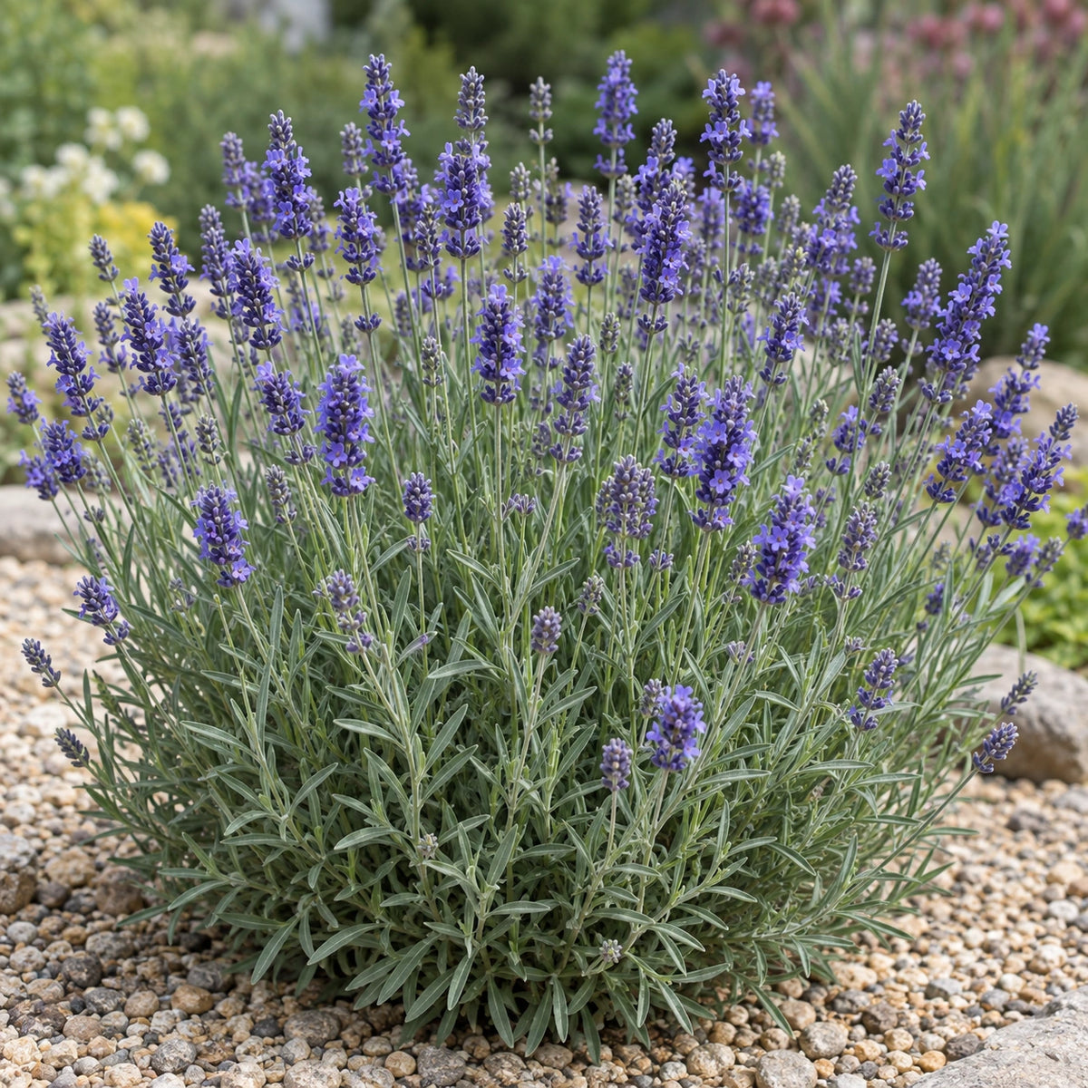AI-generated illustration of mature Sweet Dreams Blue Lavender in bloom; not the size supplied.