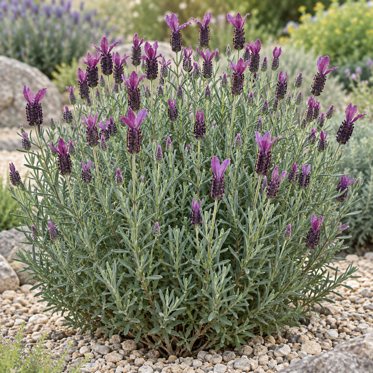 AI-generated illustration of mature Dark Eyes Lavender in bloom; not the size supplied.