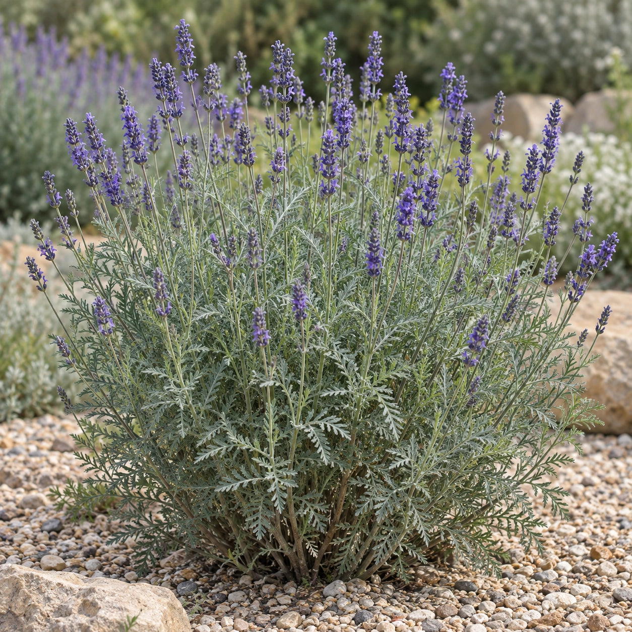 AI-generated illustration of mature Minutoli Lavender in bloom; not the size supplied.