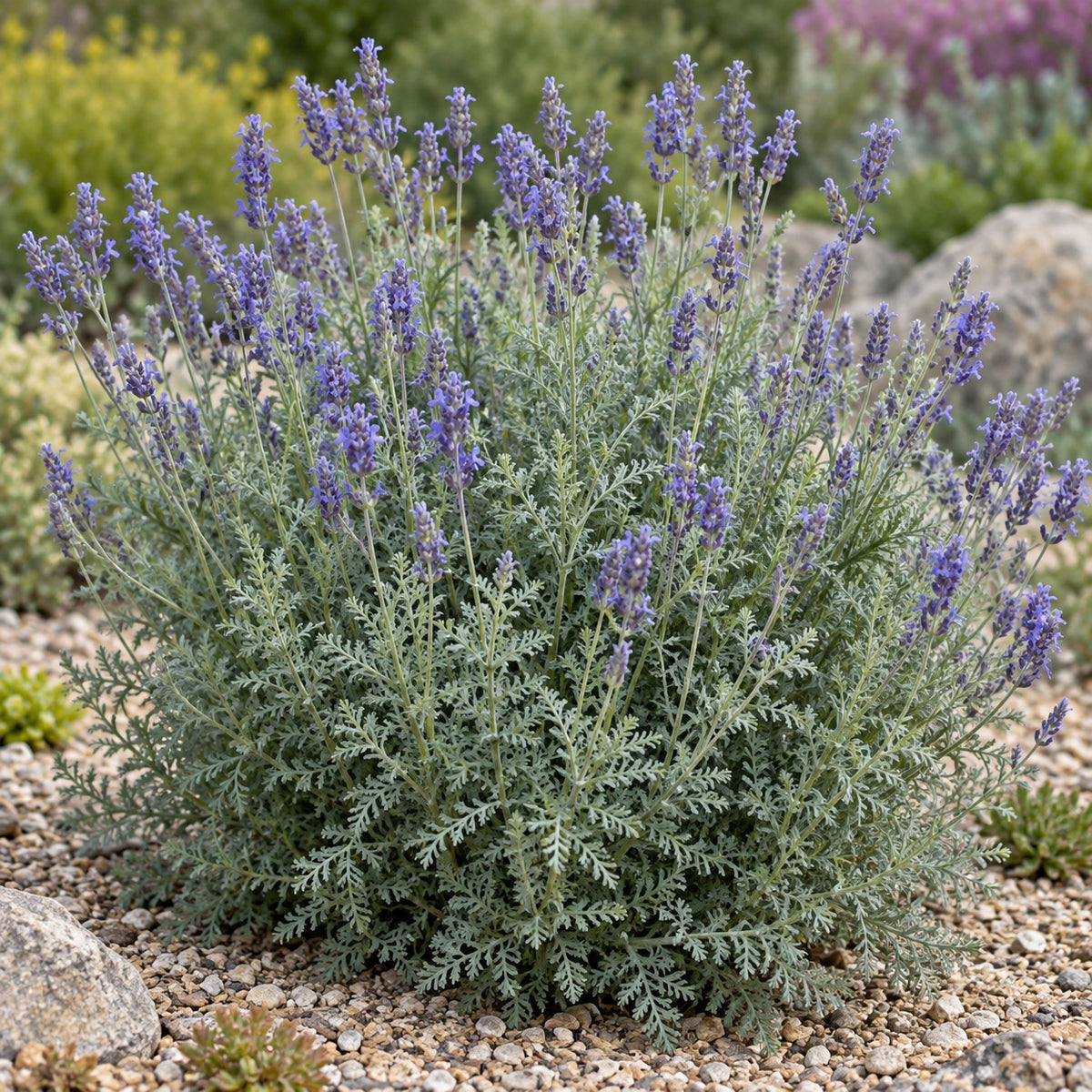AI-generated illustration of mature Jagged Lavender in bloom; not the size supplied.