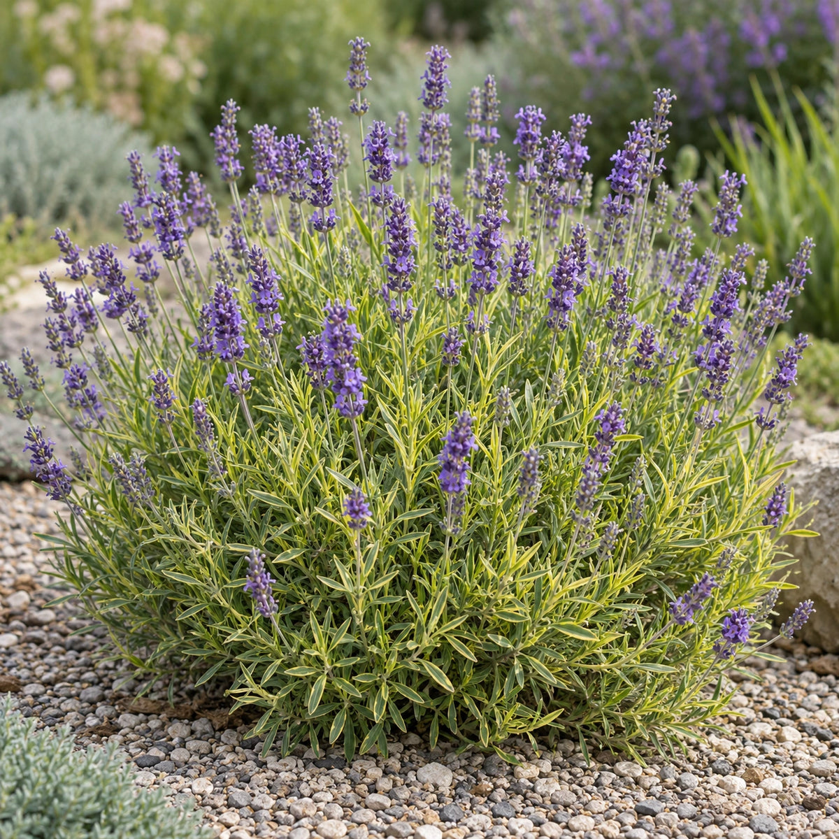 AI-generated illustration of mature Goldberg Lavender in bloom; not the size supplied.