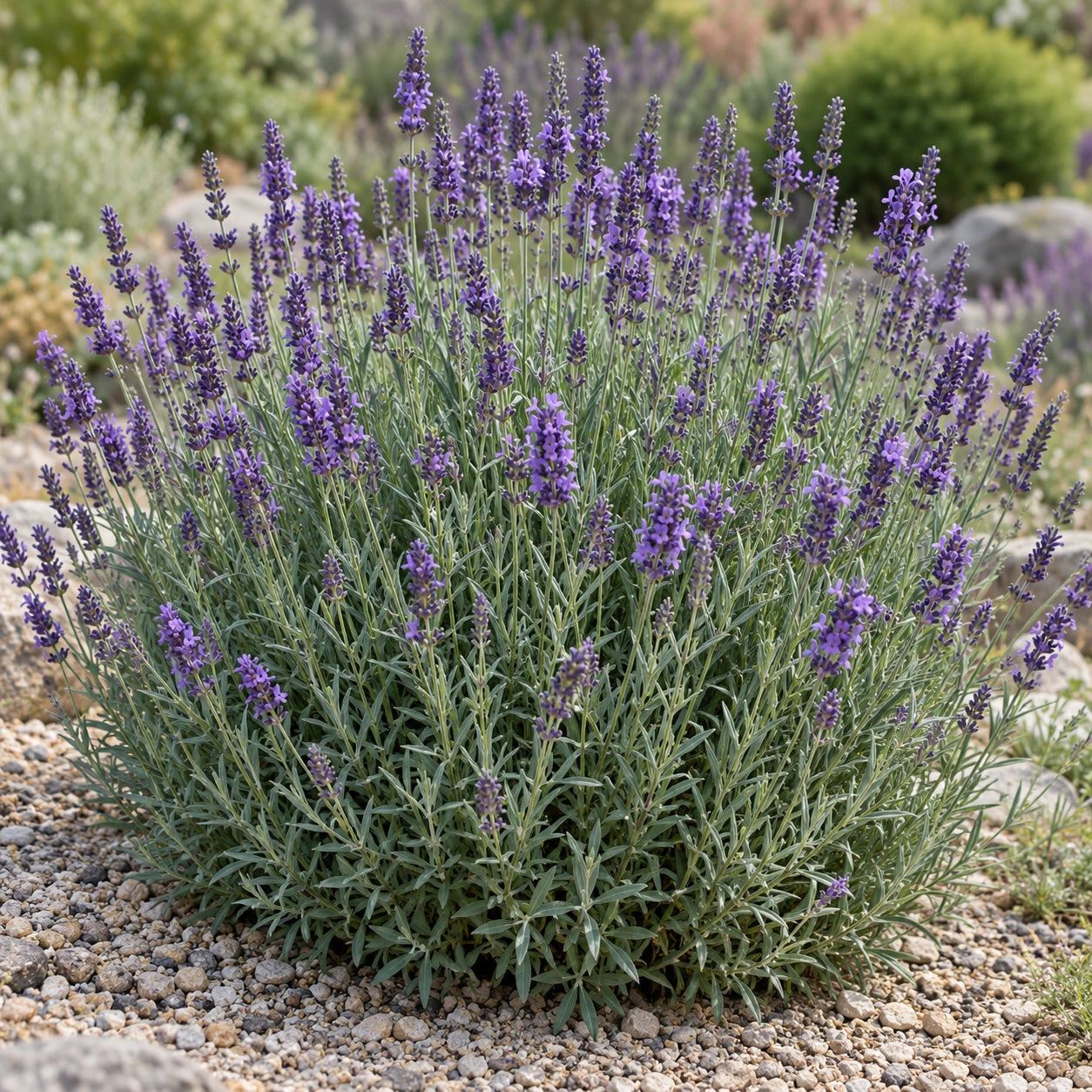 AI-generated illustration of mature Thomas Lavender in bloom; not the size supplied.