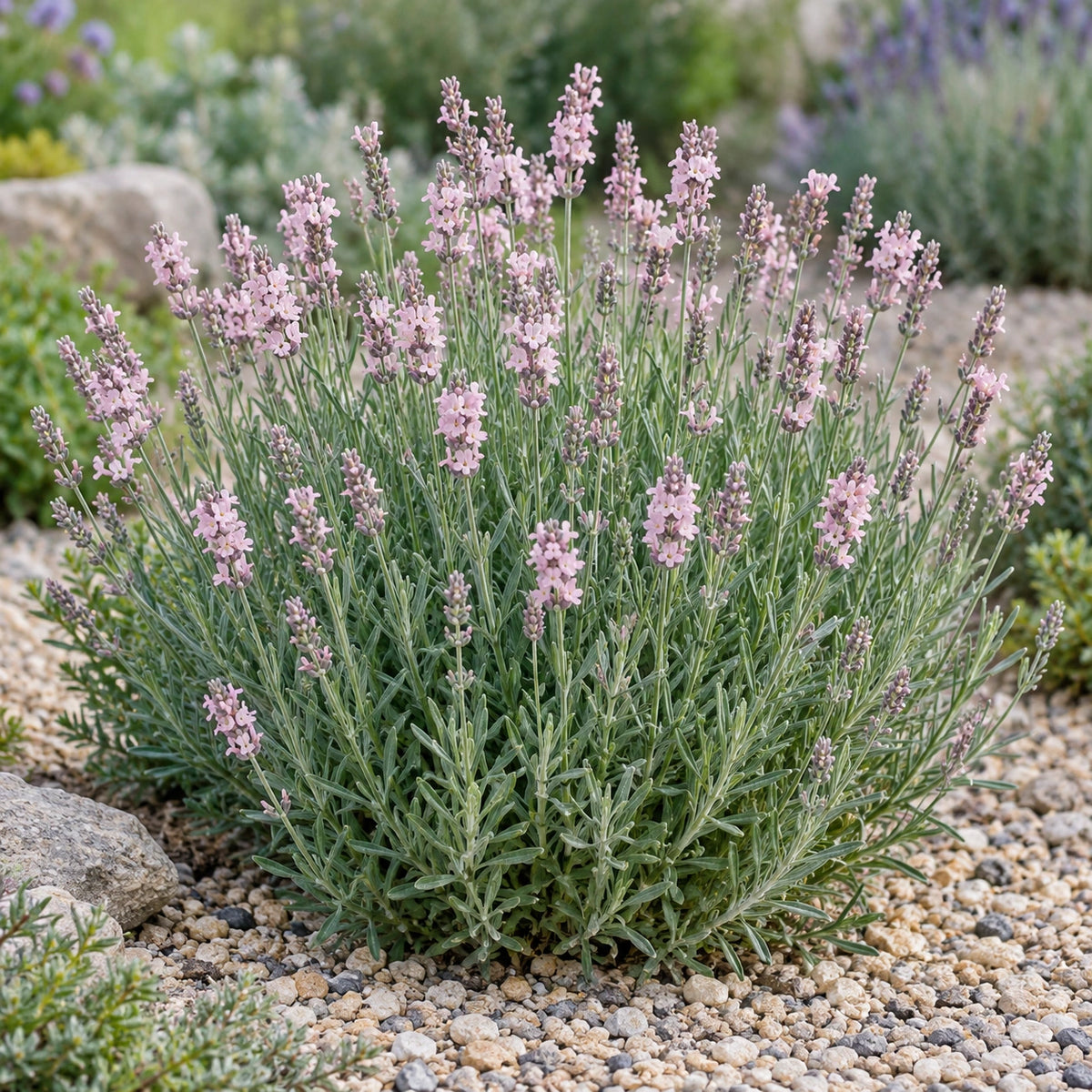 AI-generated illustration of mature Blushing Bride Lavender in bloom; not the size supplied.