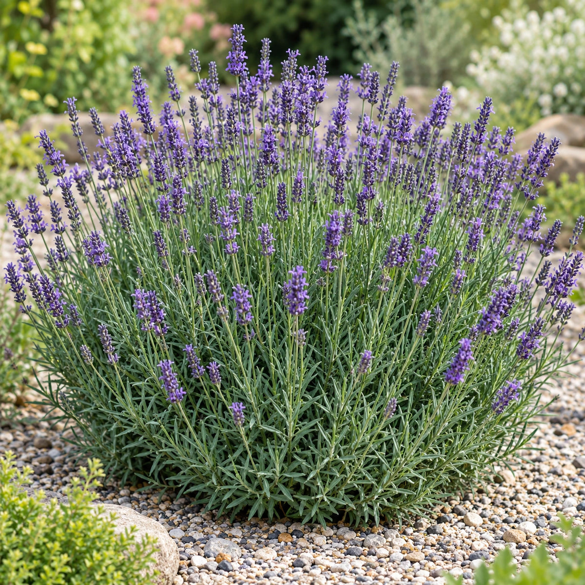 AI-generated illustration of mature Cynthia Johnson Lavender in bloom; not the size supplied.
