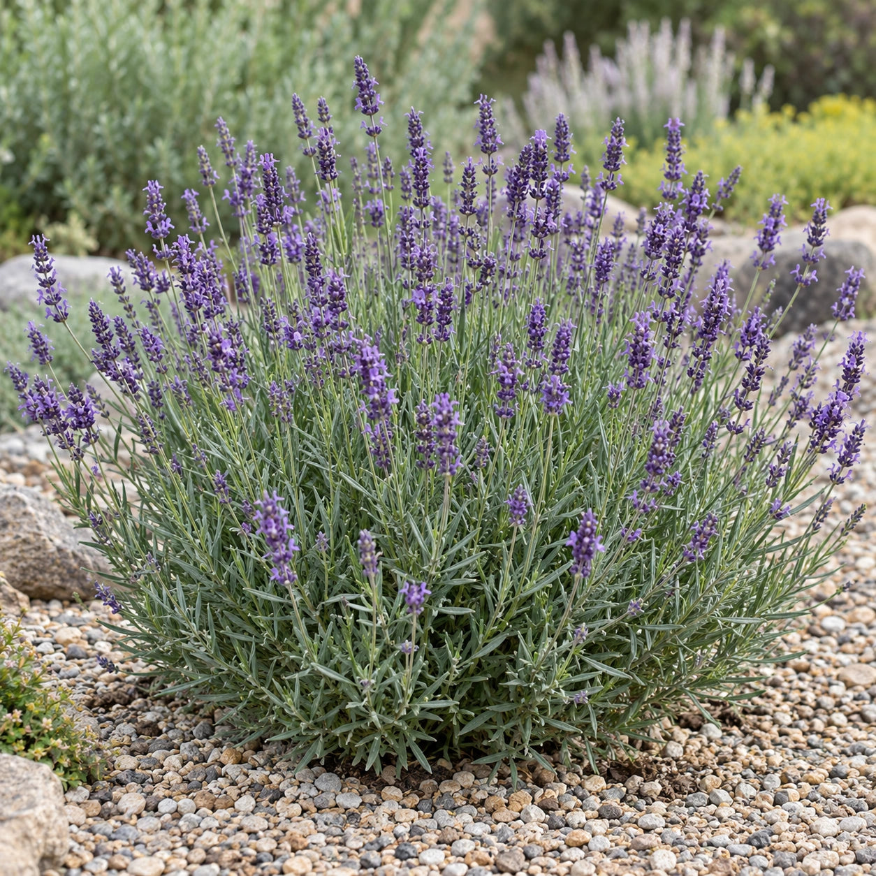 AI-generated illustration of mature Two Amys Lavender in bloom; not the size supplied.