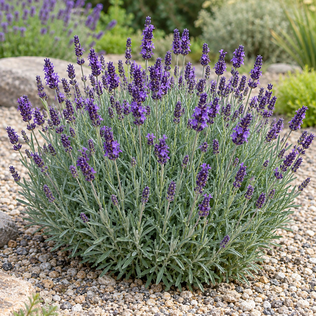 AI-generated illustration of mature Nana Atropurpurea Lavender in bloom; not the size supplied.