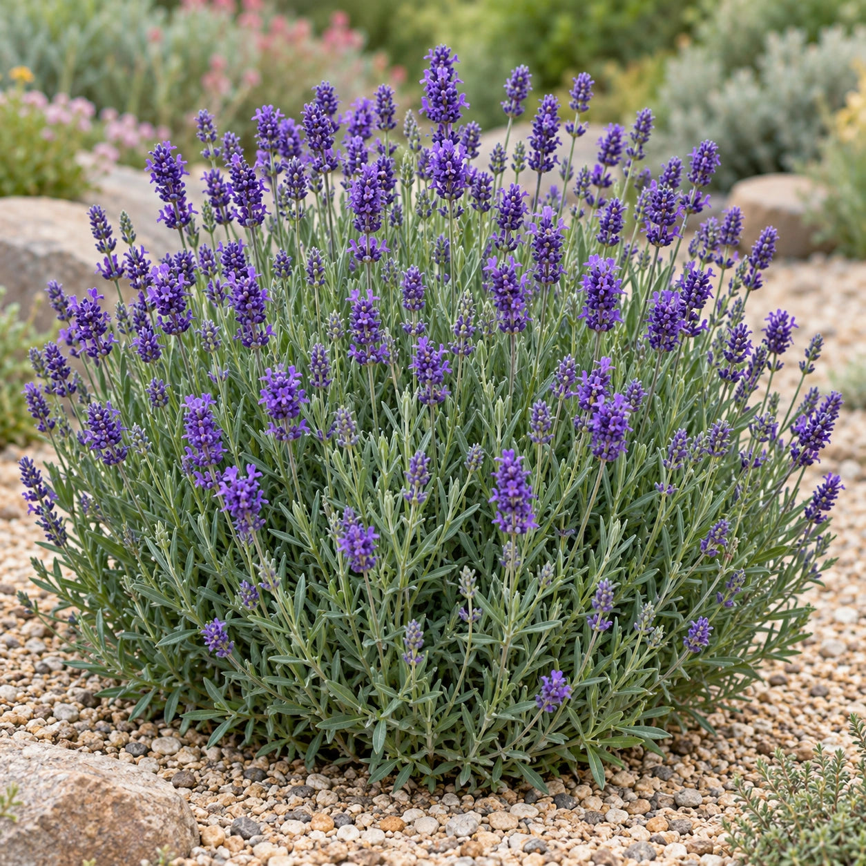 AI-generated illustration of mature Lavenite Petite Lavender in bloom; not the size supplied.