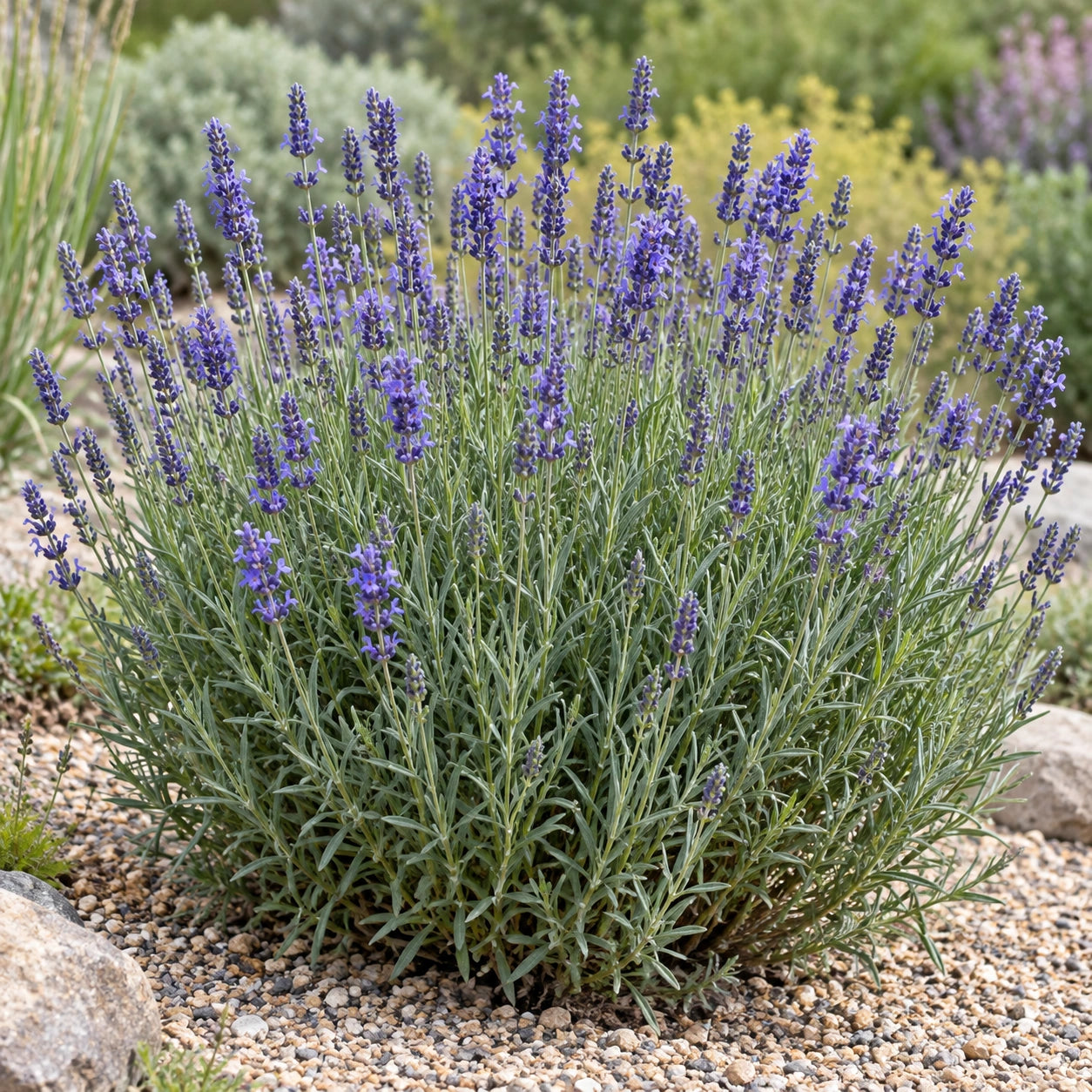 AI-generated illustration of mature Graves Lavender in bloom; not the size supplied.