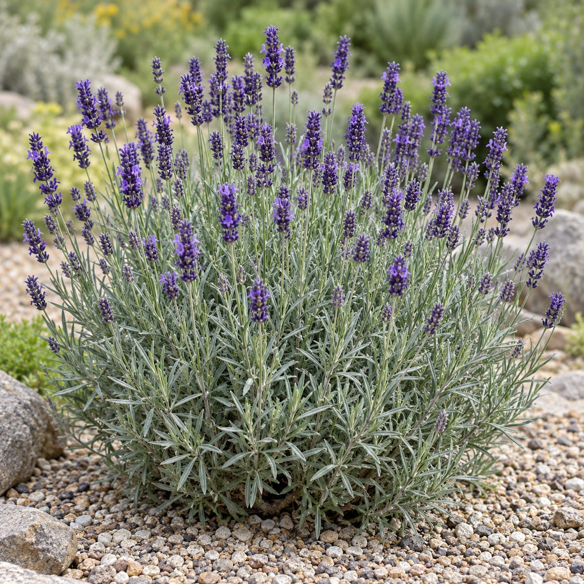 AI-generated illustration of mature Mitcham Gray Lavender in bloom; not the size supplied.